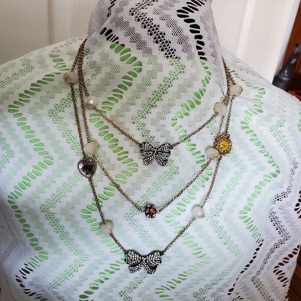 Betsey Johnson 3-Layer Bow Necklace